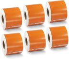BETCKEY Colored Labels Compatible with Dymo 30323 (2-1/8" x 4") Name Badge Labels, Compatible for Dymo LabelWriter Thermal 450, 4XL & Zebra Desktop Printers [6 Rolls, 1320 Labelss, Orange]