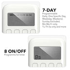 BN-LINK Indoor Digital Timer Outlet, Single Outlet 7 Day Programmable Light Switch, 3 Prong Plug in Timers for Electrical Outlets, Lamps, Fans, 8 On/Off Programs, 1 Pack, 15A/1875W, ETL Listed