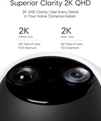 VSTARCAM Security Camera Indoor, Dual Cameras, 2K QHD Security Camera with 10× Zoom, 360° Camera, Baby Monitor, Pet Camera, Human/Pet Detection, AI Tracking, 2.4G Wi-Fi, 2-Way Audio, Plug in