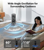 Personal Tower Fan for Bedroom, Portable Desk Table Fan，3 Speeds Cooling Standing Fan with 12H Timer, 60° & 110° Oscillating Floor Tower Fans That Blows Cold Air for Bedroom Office,Dark Grey