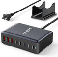 440W Fast Charging 8 Port USB C Charger Block, Multi-Device USB Charging Station Wall Desktop Charger with GaN Ⅲ Technology, USB-C Charger Adapter for MacBook/iPad/iPhone 16/Samsung Galaxy/DELL/HP