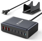 440W Fast Charging 8 Port USB C Charger Block, Multi-Device USB Charging Station Wall Desktop Charger with GaN Ⅲ Technology, USB-C Charger Adapter for MacBook/iPad/iPhone 16/Samsung Galaxy/DELL/HP