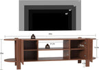 ZOSQUARE 65 Inch TV Stand for Up to 75 inch TVs, Fluted Entertainment Center with Adjustable Shelve, Curved Round Corner TV Console Table with Storage Cabinet for Living Room, Bed Room (Walnut Color)