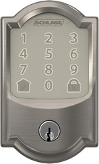 Schlage Encode Smart WiFi Deadbolt Lock for Front Door - Keyless Entry with App or Touchscreen - Works with Alexa, Hey Google, & Airbnb - Create Codes for Guests - Satin Nickel Silver