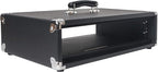 Sound Town Vintage 2U Amp Rack Case, 12.5" Depth with Rubber Feet, Dust Cover, Kickstand, Black (STVRC-2BK)