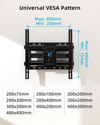 HOME VISION TV Wall Mount for 32-70 Inch TV with Soundbar Bracket, Full Motion TV Bracket with Articulating Dual Arms, Swivel and Tilt, Fits 8" 12" 16" Stud, Max VESA 400X400mm, Up to 132lbs