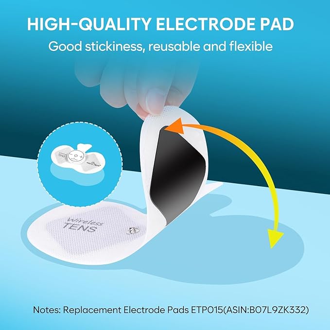 Easy@Home Rechargeable Compact Wireless TENS Unit - 510K Cleared, FSA Eligible Electric EMS Muscle Stimulator Pain Relief Therapy, Portable Pain Management Device EHE015