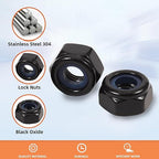 MewuDecor #6-32 Nylon Insert Hex Lock Nuts Locknuts, 304 Stainless Steel 18-8, Black Oxide, 50 PCS