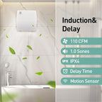 Hehou 5.9 Inch Bathroom Exhaust Automatic Fan Low Noise Window Wall Mount Vent Fan with Motion Sensor for Bathroom Kitchen Garage