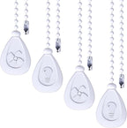 Patelai 4 Pieces Ceiling Fan Pull Chain Extender Ornament 12 Inch Ceiling Pull Chain Extension Classic Drop Shaped Pendant Beaded Ball Cord for Fan light lamp decorative with Connector(White)