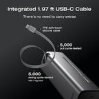 EF ECOFLOW Rapid Pro Power Bank (27650mAh, 300W Max Output, 140W Built-in Cable), 4-Port Portable Charger, TSA-Approved, Up to 320W Recharge, Compatible with MacBook, iPhone 17/16/15, Galaxy, Laptop