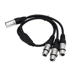 Estink XLR Splitter Cable 3 Pin Male to 3 Female Y Splitter with Zinc Alloy Connectors for Balanced Audio Signal in Studio Live Performance 2ft