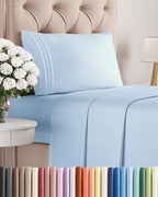 Twin XL Size 3 Piece Sheet Set - Comfy Breathable & Cooling Bed Sheets Set - Hotel Luxury Bedding for Women, Men, Kids, Teens, Boys & Girls - Deep Pockets, Soft, Wrinkle Free - Oeko-Tex - Light Blue