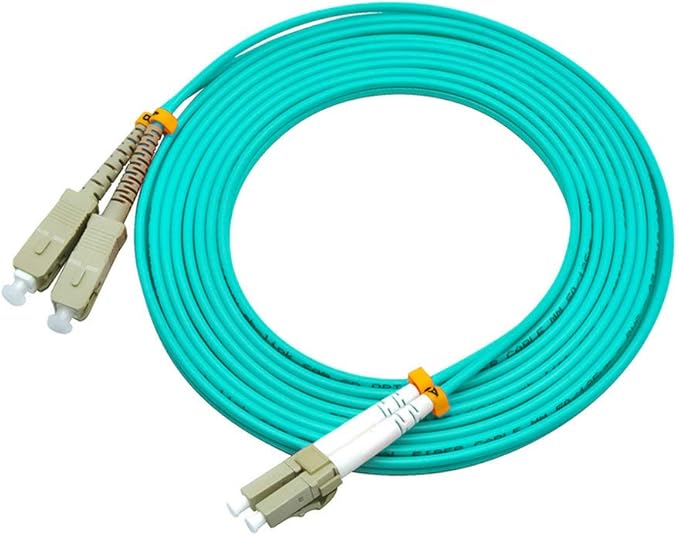 Jeirdus 30Meters 100ft LC to SC Duplex 50/125 10G OM3 Multi-Mode Fiber Optic Cable Jumper Optical Patch Cord LC-SC