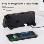 Mesqool Projection Alarm Clock with FM Radio,Large Number Display & Dimmer,USB Charger,Sleep Timer,Battery Backup,Dual Alarms,Clock Radio for Bedroom Heavy Sleepers