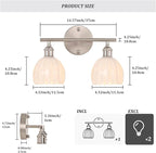 Shenmoyl Bathroom Light Fixtures, 2-Light Vanity Wall Light Over Mirror with White Tulip Glass Shade for Bedroom Living Room (Bulb Not Included), Satin Nickel