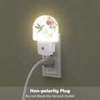 sndheke Hummingbird Flowers Night Light for Kids,Groovy Cute Bird Floral Night Light Plug in with Dusk to Dawn Sensor,0.5w Energy Saving Sleep Friendly Nightlight for Hallway Stairway Kitchen Bedroom