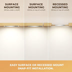 VST Under Cabinet Mini Panel Lighting 3.94inch 12V 2.5W(Total 15W) with Wireless Dimmer Switch, Surface Mount Puck Light for Kitchen Van Truck Car Galley Downlight 6Pack(Round 2700K-6500K)
