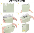 BALEINE File Organizer Box, Cardboard File Folder Organizer with Handle for Letter Size, Portable Collapsible Hanging Filing Box for Home Office Document Storage (2 Pack, Beige)
