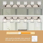 WINSHEN 6-Lights Bathroom Vantiy Light Over Mirror, Modern Black Vanity Lighting Fixtures with Rectangular Frosted Glass Shades for Bath Kitchen Wall Mounted, E26 Bulb Base