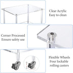 HMYHUM Acrylic Printer Stand - 2-Tier Under Desk Printer Table with Wheels - Multifunctional Rolling Cart for Office & Home, Clear