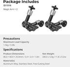 SMALLRIG 5.5-inch Magic Arm 2-Pack, Articulating Adjustable Friction Arm Mount with 1/4"-20 Thread Screw, for Camera Monitor/LED Light Setup, 5316