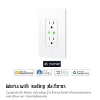 Eve Energy Outlet (Matter) – Smart Outlet & Power Meter, App & Voice Control, No Bridge, Thread, Works with Apple Home, Alexa, Google Home, SmartThings, 100% Privacy, Requires Thread Border Router