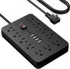 JouleLoom 20 FT Flat Plug Surge Protector Power Strip,11 Multiple AC Outlets with 6 USB Ports (2 USB C), 20 Feet Extension Cord, 1250W/10A, One Touch Switch Button, 17 in 1 Compact powerstrip