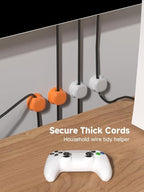 9 Pack Cord Organizer, Spring Cable Management, Adhesive Cute Cable Holder Clips, Phone Charger Wire Keeper for Desk Nightstand Car Office (9-Pack White_Orange)