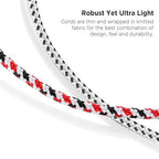 DUKABEL Headphone Splitter, Knitted 3.5mm Audio Splitter TRS 3-Pole Aux Splitter Cable for Headphones Earphones Speakers -Zebra White/2PACK