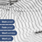 Split Head King Sheet Set – 4 Piece Flex Split Top King Sheets for Adjustable Beds - Fits 14” to 16" Mattress w/ Deep Pockets - Breathable & Cooling - Luxury Bedding and Wrinkle Free - Grey Stripes 2