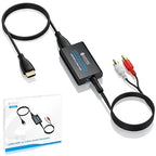 eSynic 7 FT Long eARC/ARC Audio Extractor-Plug & Play-Only Work For HDTV ARC/eARC Interface-192KHZ ARC to RCA&3.5MM Aux Adapter From HDTV to 3.5MM Headphone&L/R Stereo Audio System-No Optical Soundbar