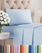 Twin XL Size 3 Piece Sheet Set - Comfy Breathable & Cooling Bed Sheets Set - Hotel Luxury Bedding for Women, Men, Kids, Teens, Boys & Girls - Deep Pockets, Soft and Wrinkle Free - Oeko-Tex - Sky Blue