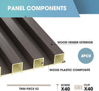 OUZUGIE WPC Acoustic Slat Wall Paneling, 8-Pack 114 x 6 Inches 3D Wall Panels for Interior Wall Decor,Living Room,TV Background,Study Room,Office Spaces,Bedroom,High Grille (Walnut)