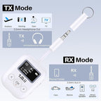 1Mii SafeFly Min+ Bluetooth Transmitter and Receiver,Bluetooth Adapter for Airplane, Supports to 2 AirPods/Headphones,Use with Any 3.5mm Jack on Airplanes, Gym, TVs, Car, Home, Boat(White)