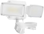 LUTEC 21W Plug in Motion Sensor Light Outdoor, Flood Lights Outdoor Motion Sensor,2500LM, 5000K Daylight,IP65 Waterproof,Adjustable 2 Heads Wall Light for Garage, Porch, Yard - White
