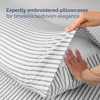 Full XL Bed Sheet Set - 4 Piece Extra Long Extended Full XL Sheets - Soft, Breathable & Cooling - Fits 8" to 16" Mattress with Deep Pockets - 54" x 80" - Wrinkle and Fade Resistant - Grey Stripes 2