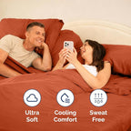 Split Head King Sheet Set – 4 Piece Flex Split Top King Sheets for Adjustable Beds - Fits 14” to 16" Mattress w/ Deep Pockets - Soft, Breathable & Cooling - Luxury Bedding & Wrinkle Free - Terracotta