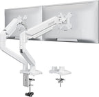 Dual Monitor Stand fits up to 32 inch, 4.4-22 lbs Computer Screens, Dual Monitor Desk Mount Height Adjustable, Monitor Arms for 2 Monitors, Home Office VESA Mounts, Freelift White