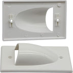 zdyCGTime Bulk Nose Faceplate Wall Plate for Cabling 1 Gang Cable Plate Internal Management Convex Audio Video Cable Pass Through Nose Plate White (2 Pack)