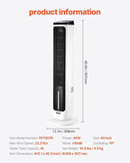 VEVOR Evaporative Air Cooler, Standing Fans that Blow Cold Air, 23.3ft/s 70° Remote Oscillating Tower Fan w/ 9-Speed 4 Mode, 24H Timer, Swamp Cooler, Portable AC Fan for Bedroom, Office