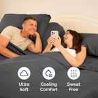 Split Head King Sheet Set – 4 Piece Flex Split Top King Sheets for Adjustable Beds - Fits 14” to 16" Mattress w/ Deep Pockets - Soft, Breathable & Cooling - Luxury Bedding and Wrinkle Free - Charcoal
