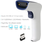 ScanAvenger Wireless Portable 1D Bluetooth Barcode Scanner: Hand Scanner 3-in-1, Cordless, Rechargeable Scan Gun for Inventory - USB Barcode Reader (1D Only No QR with No Next Gen Stand)