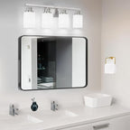 DIKAIDA Bathroom Vanity Light, 4-Light Nickel Modern Bathroom Light Fixtures with Milky White Glass Shade, Wall Lights,Bath Vintage Wall Mounted Lamps for Mirror Bedroom Living Room Hallway Cabinet