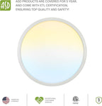 ASD LED 24" Round Flush Mount Ceiling Light Fixture, Low Profile Surface Lighting | 5CCT, Dimmable, Ultra-Thin, ETL Listed | 38W 2700LM 2700-6000K 100-277V | Kitchen, Hallway Lamp | White, 4 Pack