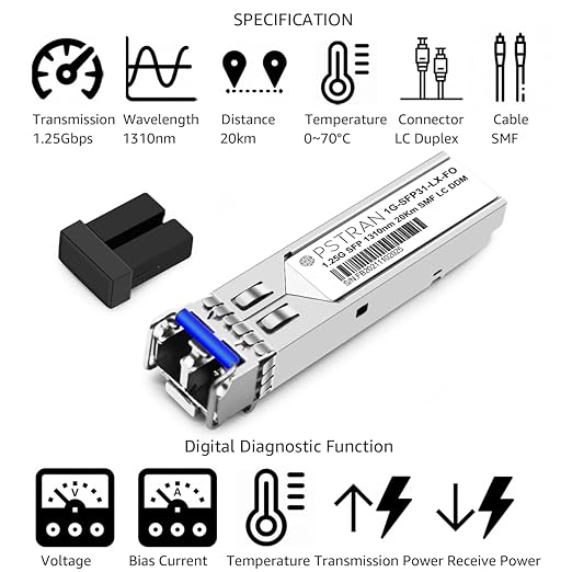 OPSTRAN 1000BASE-LX/LH SFP Optical Transceiver Module Compatible with Fortinet FN-TRAN-LX FG-TRAN-LX FR-TRAN-LX 1310nm 20km DDM Duplex LC SMF
