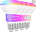 HYDONG Smart RGB Bulb,BR25/R80,Smart Bulbs Compatible with Alexa,Color Changing LED WiFi Bulb 12W,2.4Ghz WiFi Only.E26/E27Base,4Packs