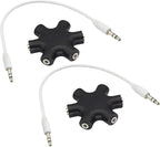 zdyCGTime Headphone Splitter, 6-Port Music Sharer, 3.5mm 6 Port Female Headset Adapter with 3.5mm M/M TRS Stereo Plug Cable (Black)