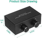 RCA L/R Audio Switcher, 4(2)-in-2(4)-Out Analogue Audio Switch, Noiseless Stereo Speaker Selector for Phono TV Headphones Soundbar PC Game, 4 Way Audio Splitter Box