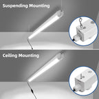 hykolity Solar Powered Shop Light with Motion Sensor, 3FT 17W (100-Watt Equivalent),Integrated LED IP65 Waterproof Outdoor Motion Sensor Shop Light for Garage, Barn, House - 2 Pack